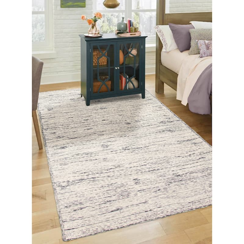 ECARPETGALLERY Hand Tufted Timeless Cream Wool Rug - 5'1 x 7'11