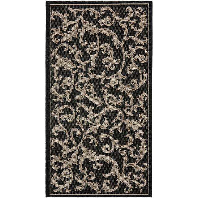 SAFAVIEH Courtyard Darline Indoor/ Outdoor Waterproof Patio Backyard Rug - 2' x 3'7" - Black/Sand