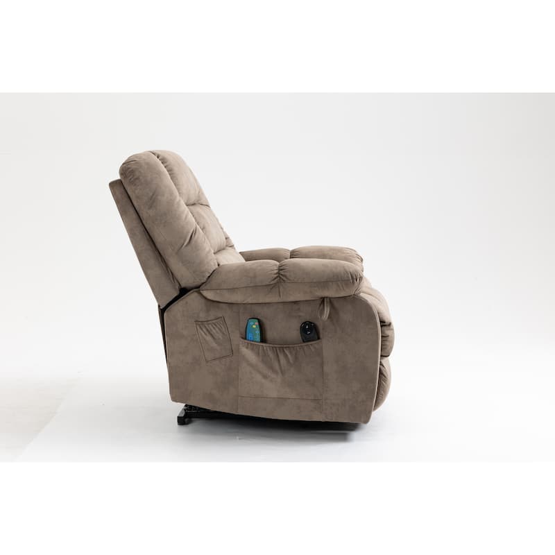 Power Lift Recliner Chair with Massage & Heat, Velvet Upholstered Electric Recliner, Lounge Sofa Chair with Side Pockets