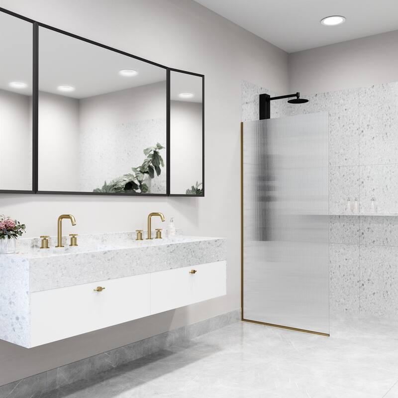 VIGO Zenith 34" W x 74" H Frameless Fixed Shower Screen