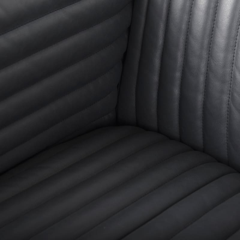 Ricciardo Black Leather Wrapped Three Seater Sofa 82.5L x 38.4W x 26.38H