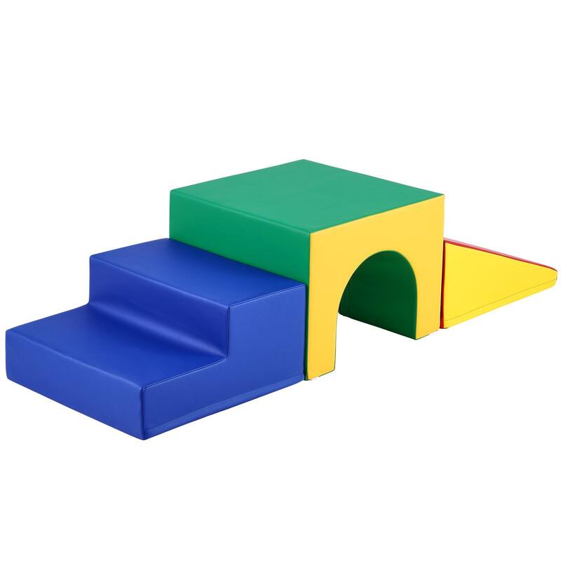 Multi Color Foam Climbing Tunnel Set for Kids with Pads and Ramp - Multi Color