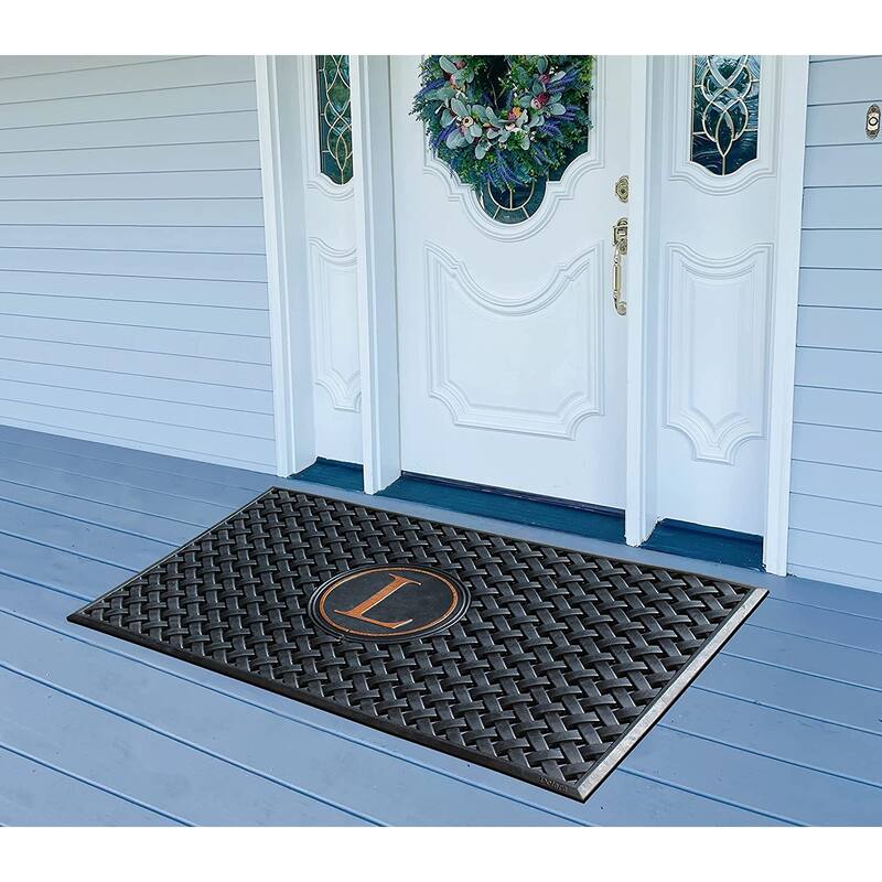 A1HC 100% Pure Rubber Monogrammed Front Door Mat 24" x39" Indoor Outdoor Doormat
