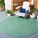 preview thumbnail 97 of 177, SAFAVIEH Courtyard Jonell Indoor/ Outdoor Patio Backyard Rug 4' Round - Green/Blue