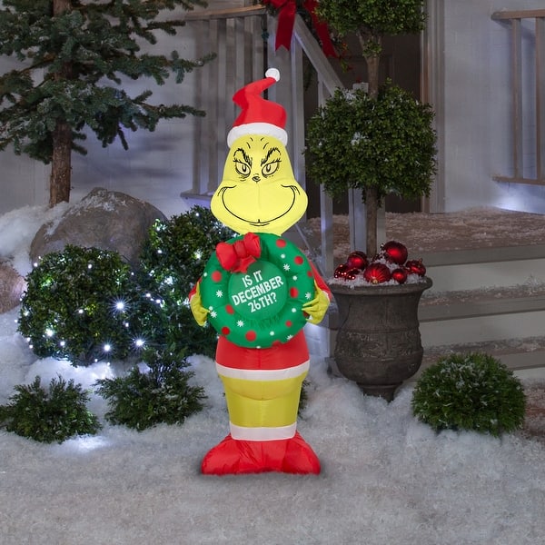4-ft Grinch with Wreath Christmas Inflatable