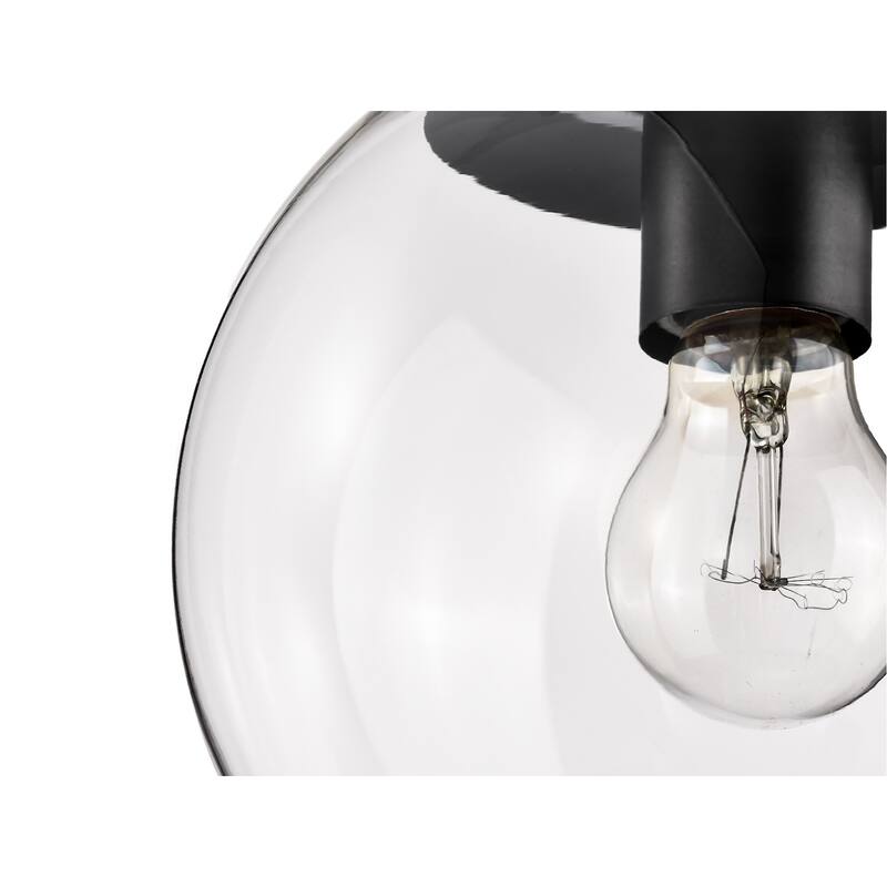 7.75 in. 1-Light Matte Black/Brushed Nickel Pendant Light with Clear Globe Glass Shade