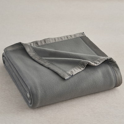 Solid Fleece Blanket with Satin Trim Queen/King Size