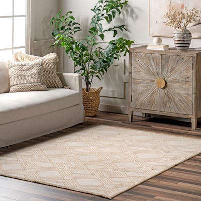 Nuloom Geometric Trellis Jute Fringe Area Rug