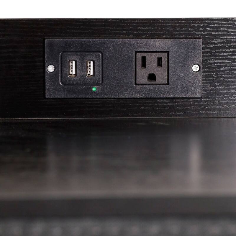 4 Fabric Drawer Nightstand with 2 USB Port/1 Outlet Charging Station
