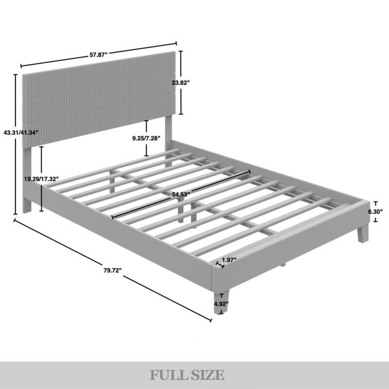 CraftPorch Corduroy Mid-Century Modern Velvet Platform Bed