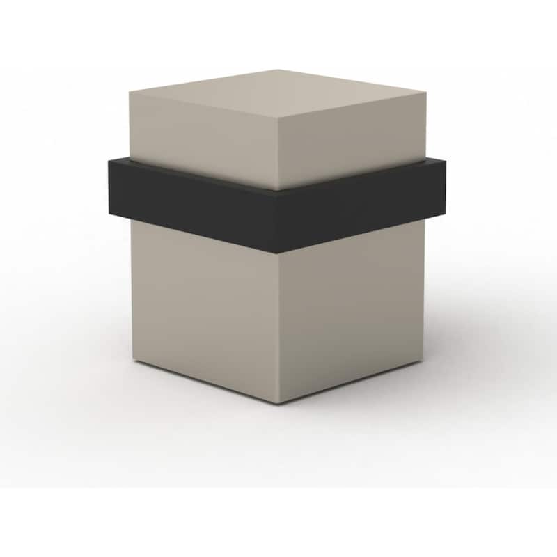 Mega Handles 1.5 Inch Square Floor-Mounted Door Stopper | Heavy Duty Zinc Door Knob and Wall Protection - Satin Nickel