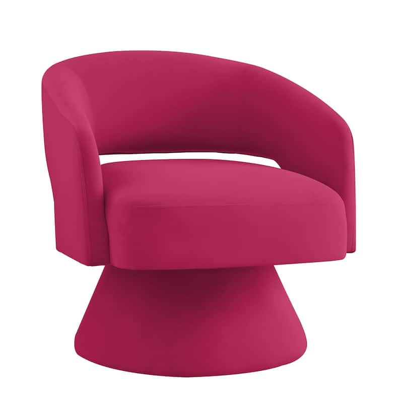 Rose Pink 27.5" Swivel Barrel Chair with Open Backrest