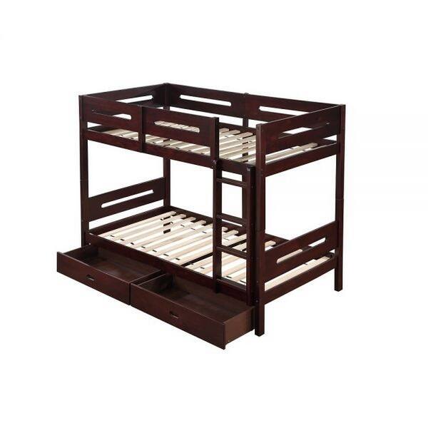 slide 2 of 5, Asin Twin Bunk Bed, Front Facing Ladder, Storage, Solid Pine Wood, Brown