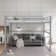 preview thumbnail 1 of 31, Metal Loft Bed Full with Guardrails, Flat Ladder, Kids, Teens, Adults Grey