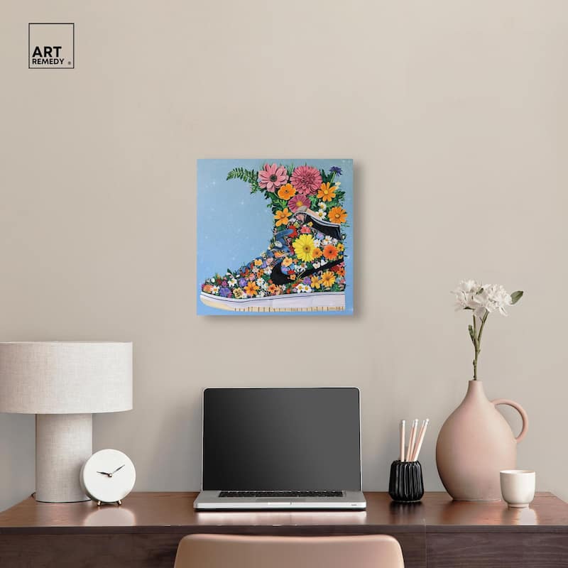 Blooming Floral Sneaker Canvas by Art Remedy, Gallery Wrapped