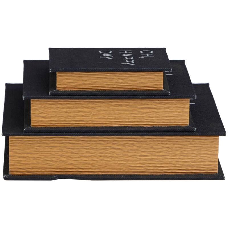 Burlap Leather Canvas Book Box Various Designs (Set of 3)