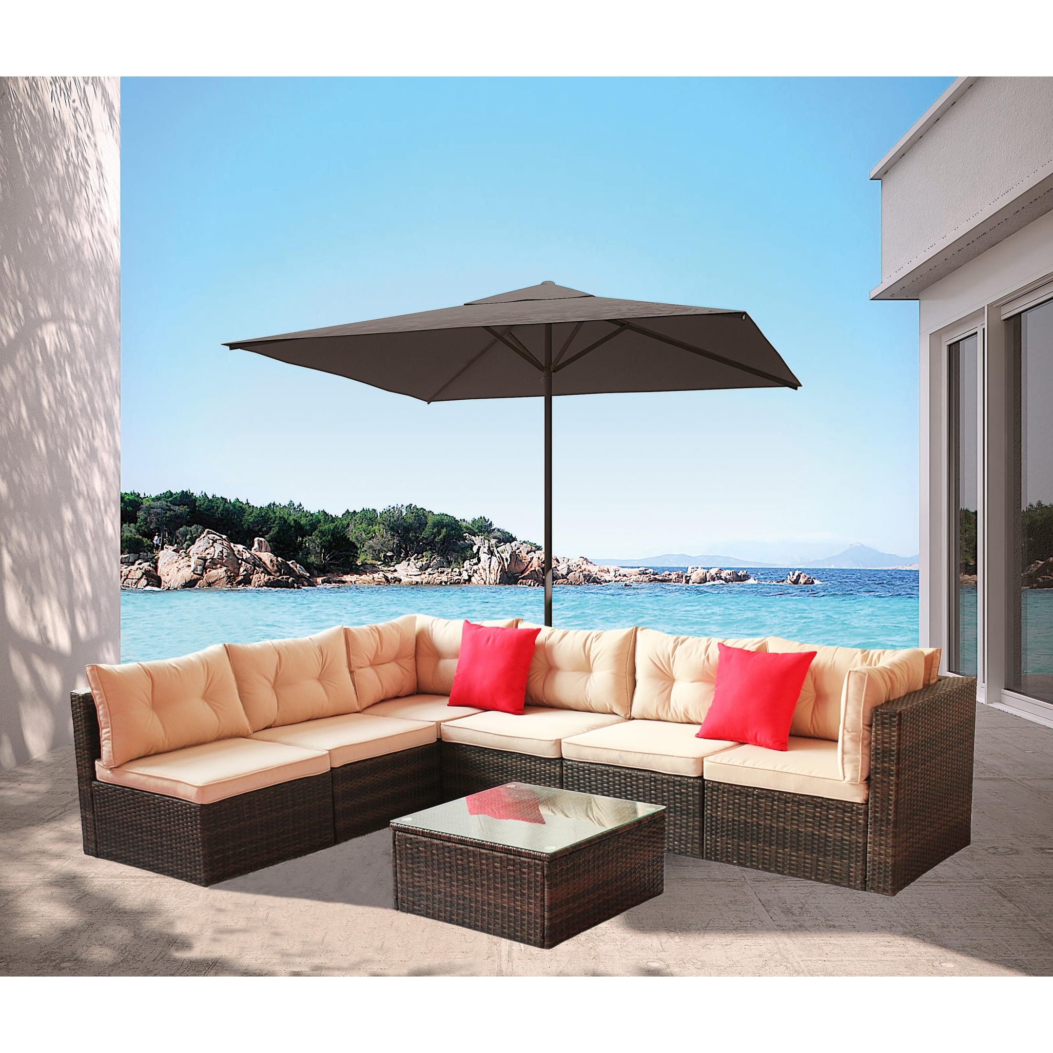 Terrace Furniture Set Pe Rattan Combination Garden Furniture Corner Sofa Set Perfect For
