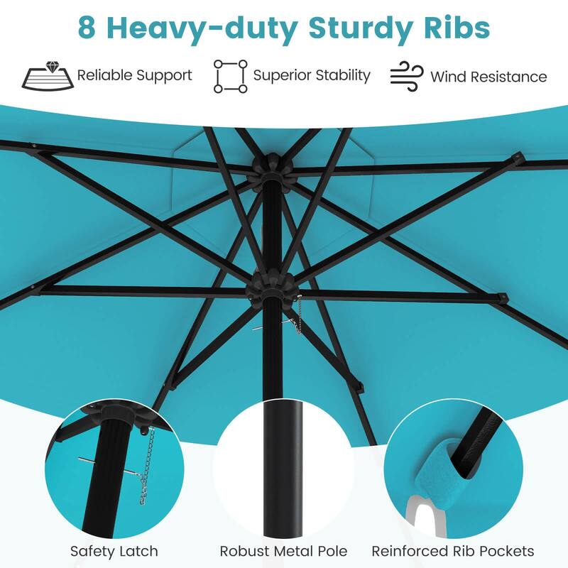 Costway 9.3 FT Solar Patio Umbrella Outdoor Market Sunshade with 24 - See Details