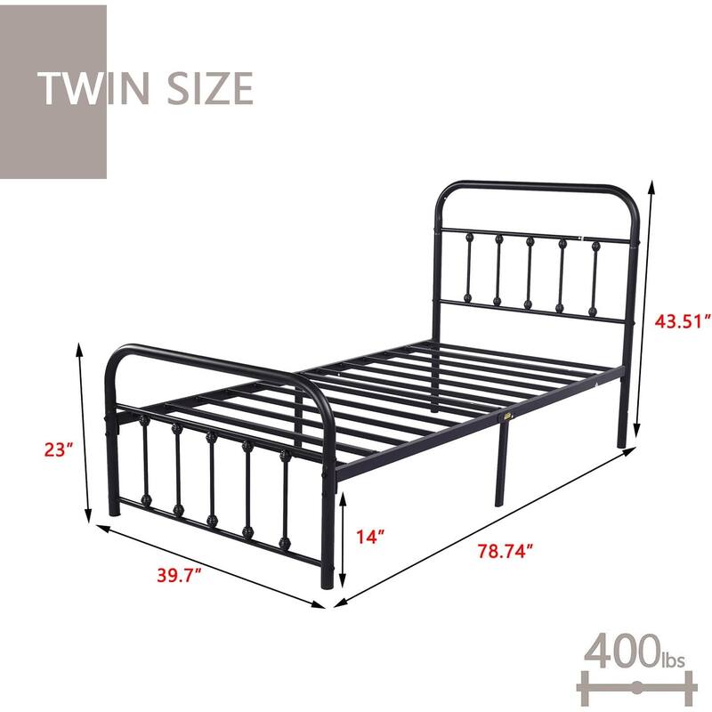 Goutwel Metal Bed Frame Victorian Vintage Style Headboard and Footboard