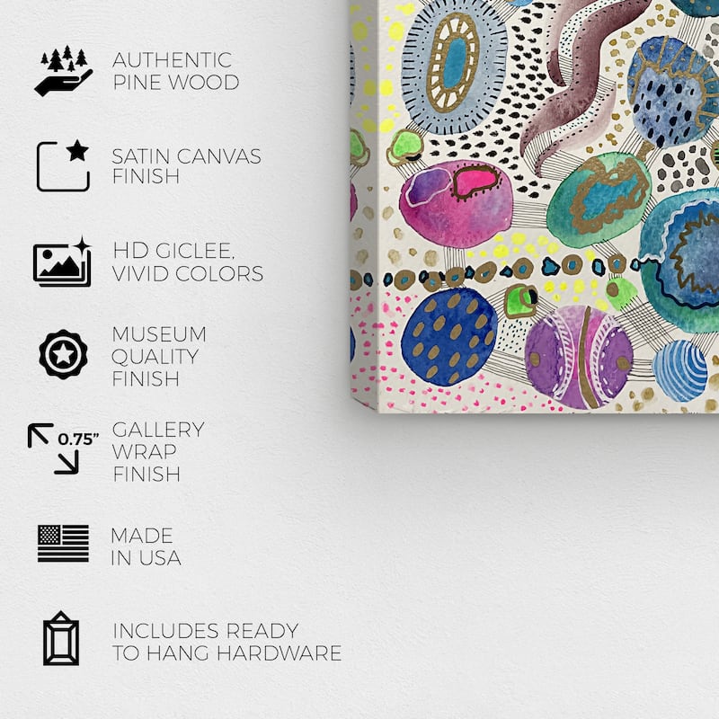 Wynwood Studio Canvas Abstract Golden Gemstone Cascade Blue and Cream White Modern & Contemporary Wall Art Canvas Print