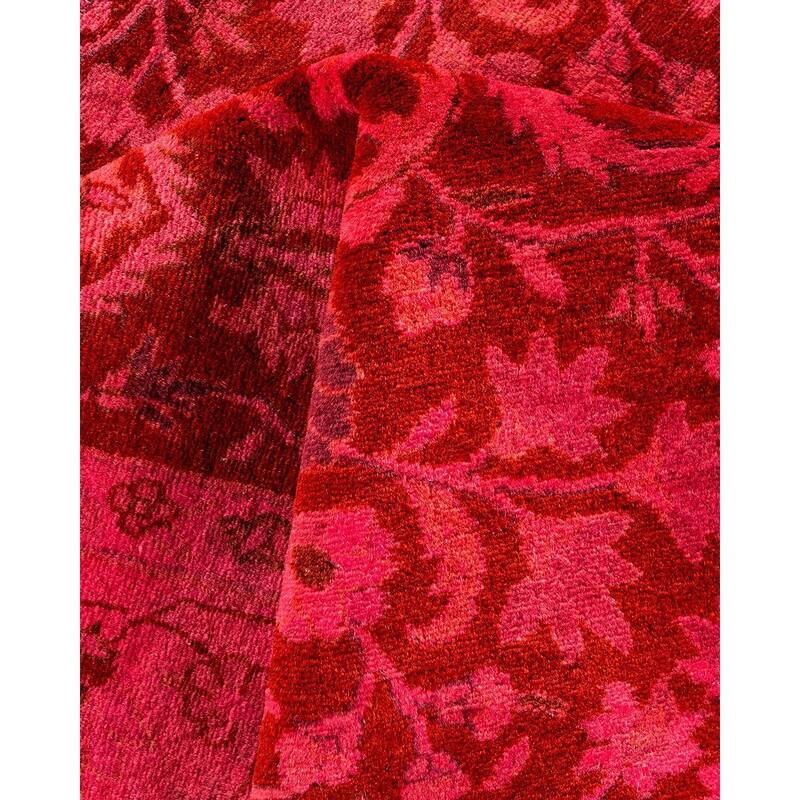 Overton Hand Knotted Wool Vintage Inspired Modern Contemporary Overdyed Pink Area Rug - 4' 2" x 6' 3"