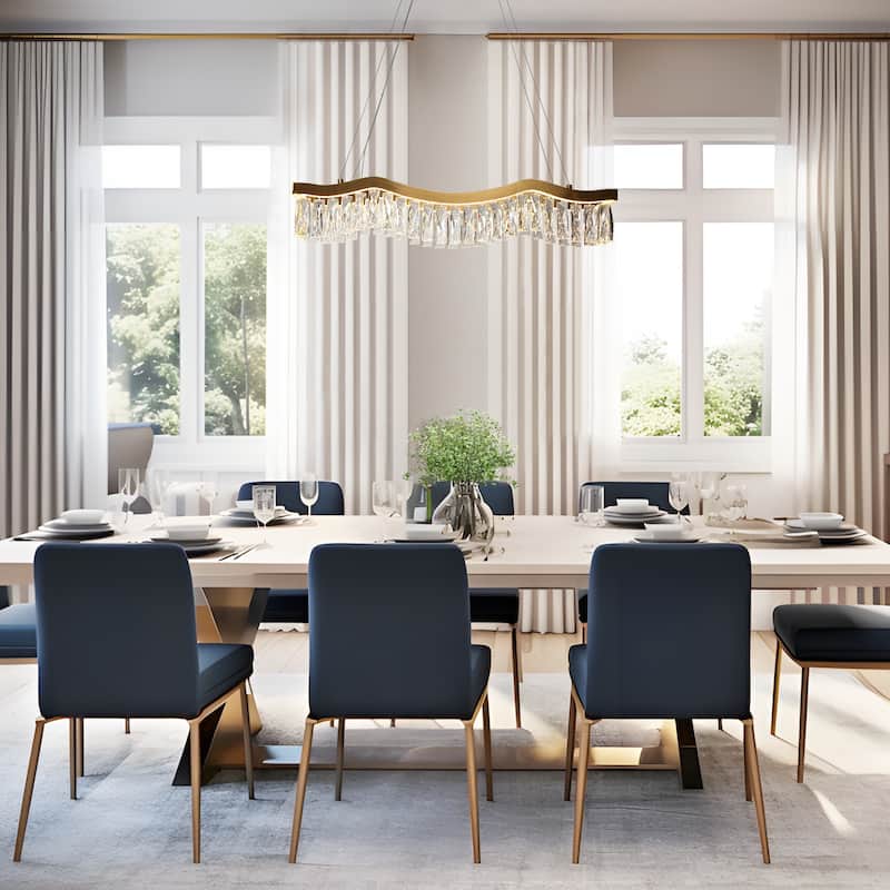 Modern 1-Light LED Crystal Chandelier Island Lights for Dining Room - W 33.5" x H 9" x D 7.9"