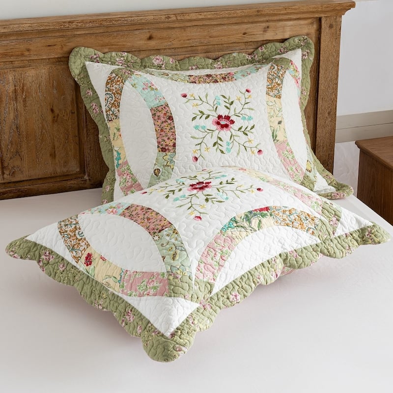 Handcrafted Cotton Patchwork Quilt Set, Hundred of Pieces Hand Sewn, Traditional & Timeless