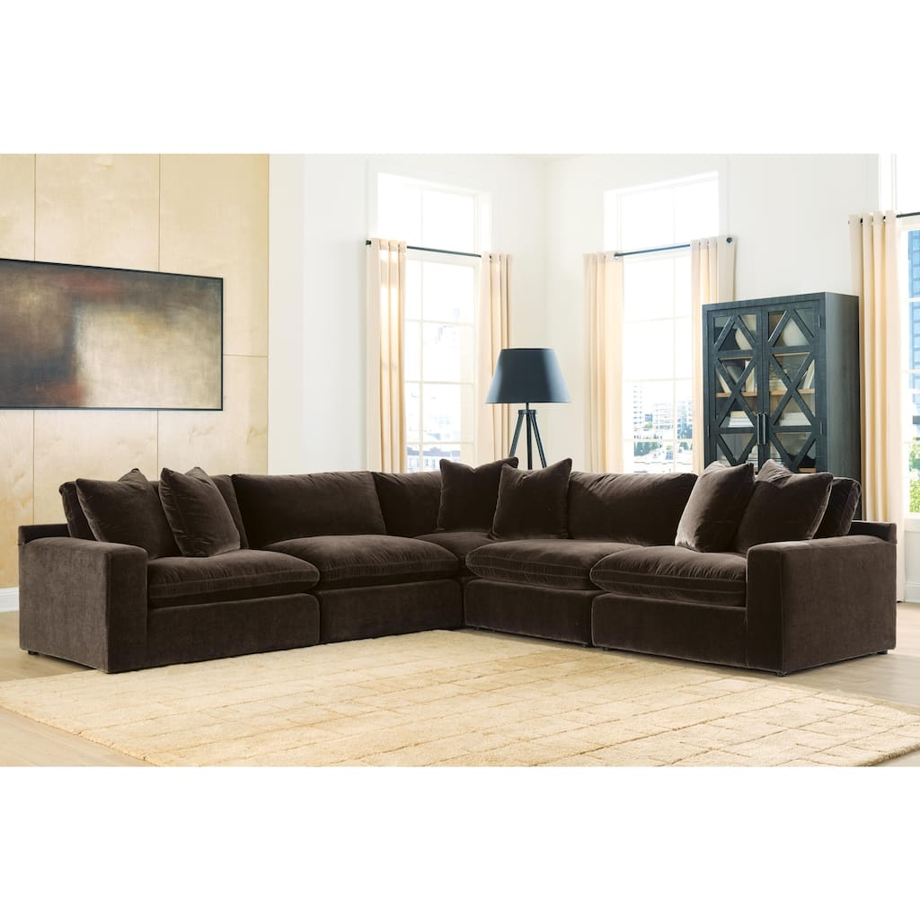 Signature Design by Ashley Maxton Heights Dark Brown 5-Piece Sectional - 133" W x 133" D x 38" H