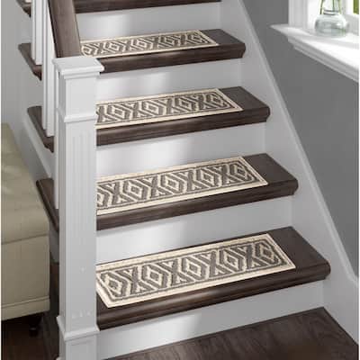 Sofia Rugs Shag Stair Treads Gray Aura Set of 13 with double sided tape