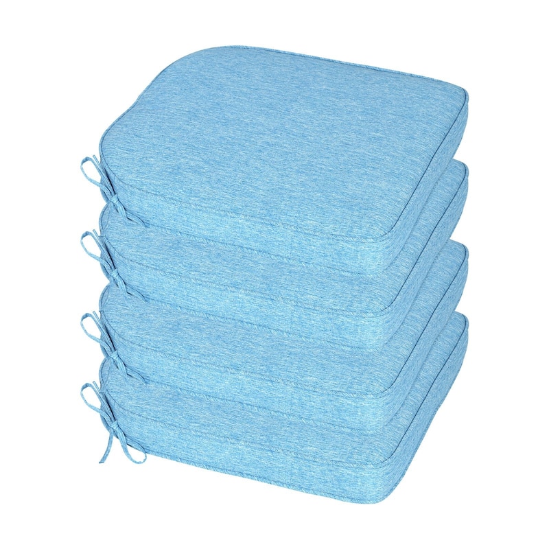 Aoodor Outdoor Dining Chair Cushions Set of 4, Outdoor Chair Pads with Ties, 21 x 21 inch - 21"x21" - Lake Blue