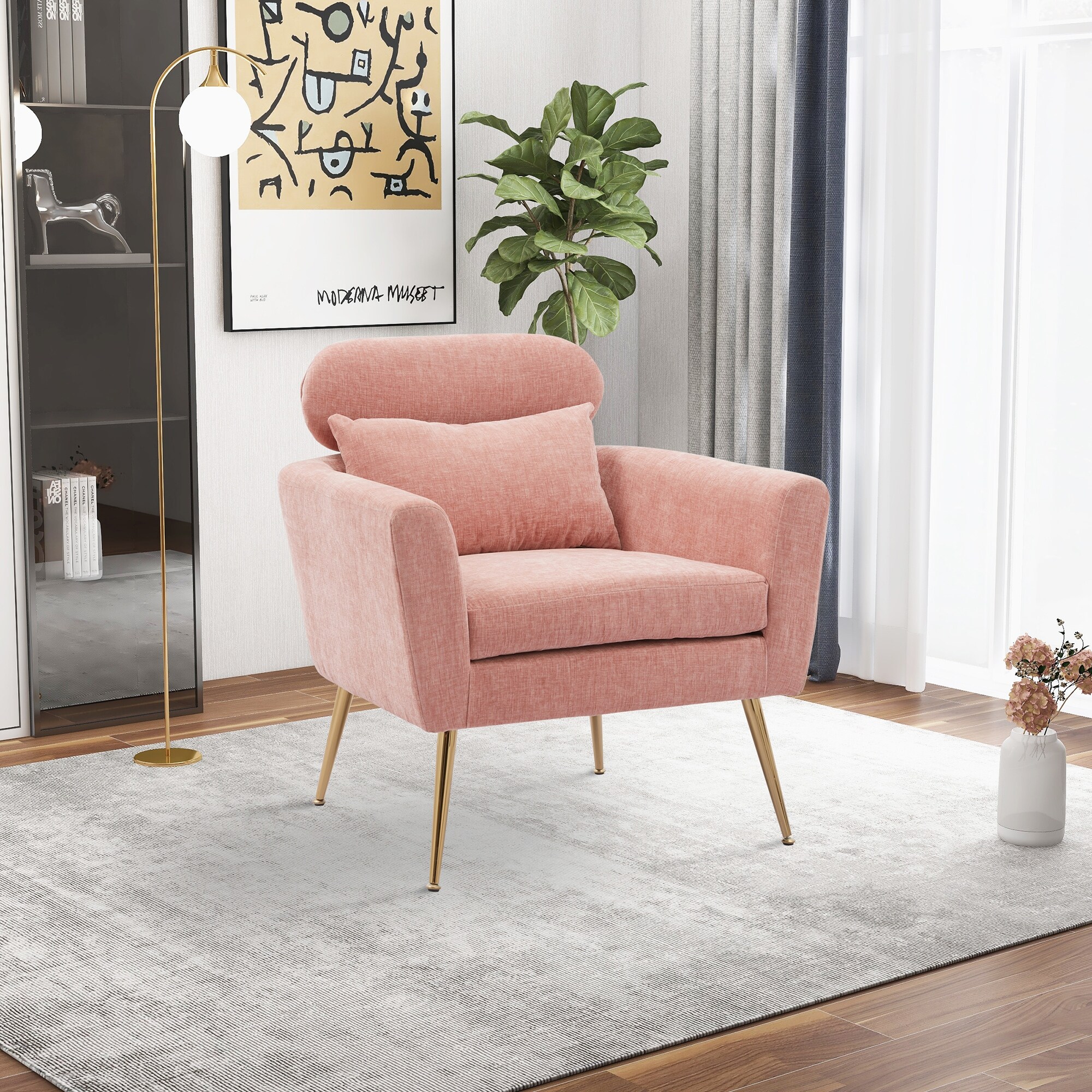Modern Upholstered Reading Chair for Living Room Bedroom Dorm Room