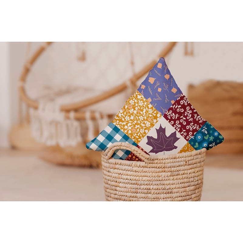 Printed Quilt Leaves Accent Pillow