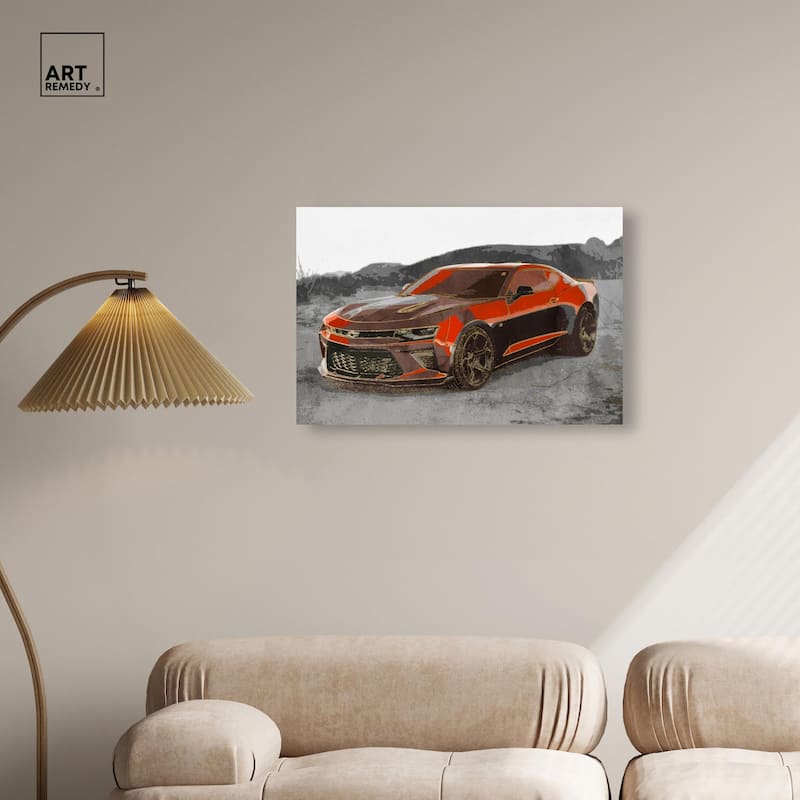 Red Sports Car Canvas by Art Remedy, Gallery Wrapped
