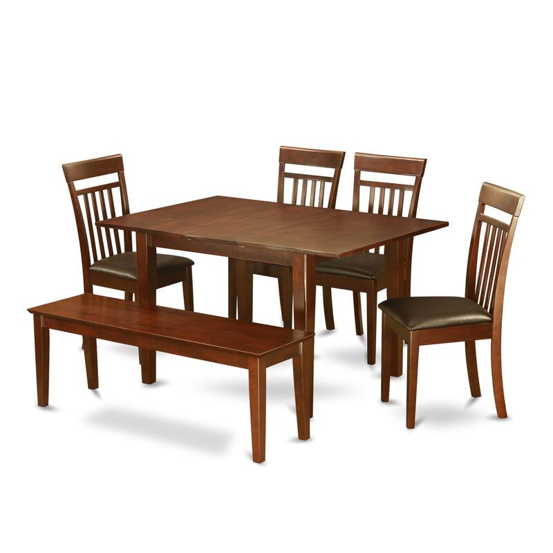 East West Furniture Dining Set Contains a Rectangle Dining Room Table and Dining Chairs with a Bench (Chair Seat Type Options)