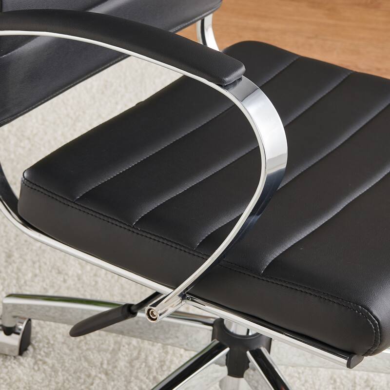 LUXMOD® Office Chair Faux Leather Silver Frame Adjustable and Swivel
