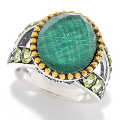 Malachite Doublet With Peridot Gemstone Ring