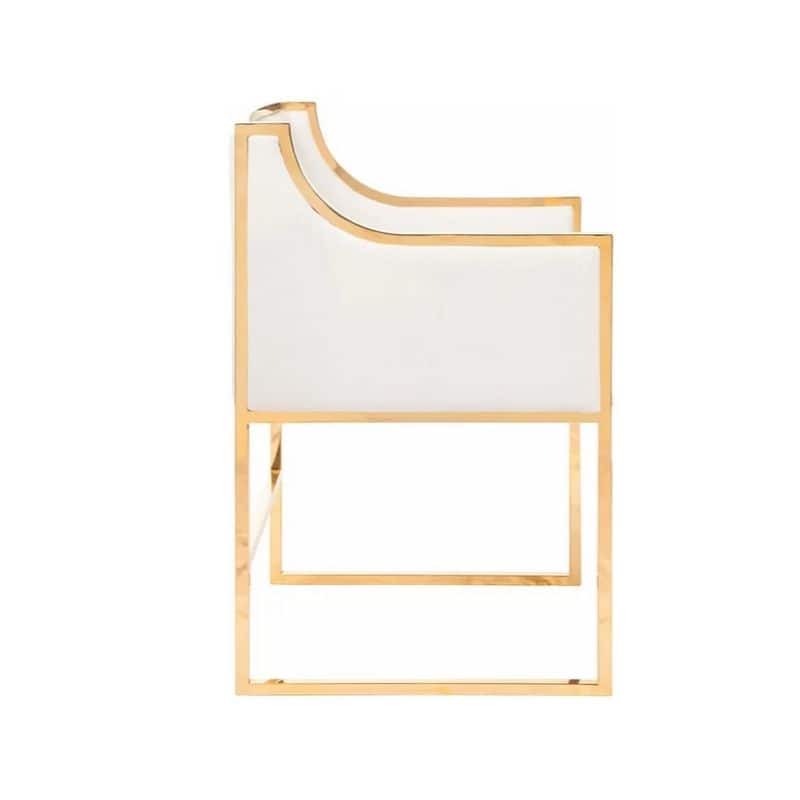 Bella Dining Chair - White/Gold - Single - Short