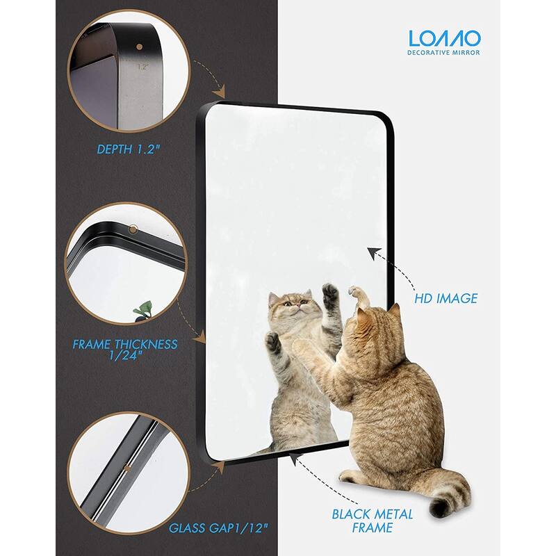 TOOLKISS Aluminum Alloy Round & Right Angle Frame Vanity Mirror