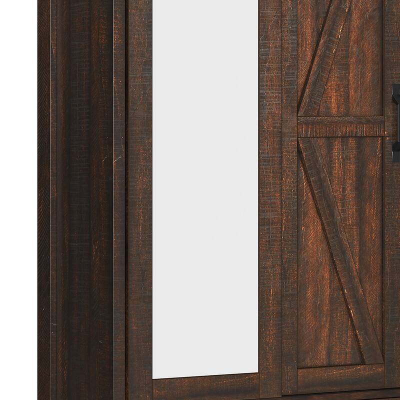 Farmhouse Tall Bathroom Storage Cabinet with Doors And Adjustable Shelf
