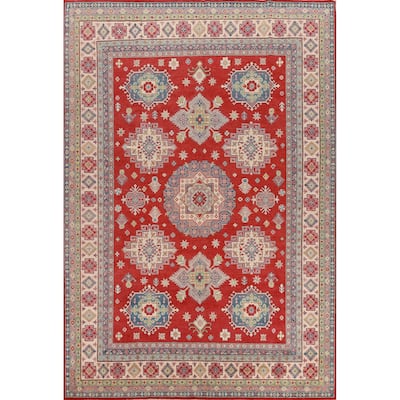 Hand Knotted Oriental 100% Wool Carpet Traditional Geometric Red Kazak Area Rug - 12' 9'' X 9' 11''