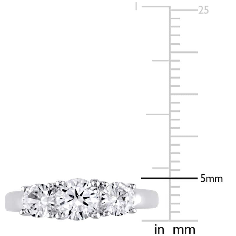 Miadora 10k White Gold 1 1/3ct TW Created White Sapphire 3-stone Engagement Ring