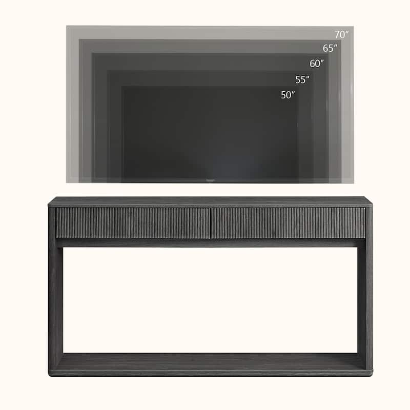 63" Modern Fluted 2 Drawers Entryway Table, Console Table, Sofa Table