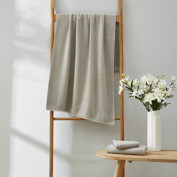 Laura Ashley Juliette Solid Cotton 3 Piece Towel Set - 3 Piece