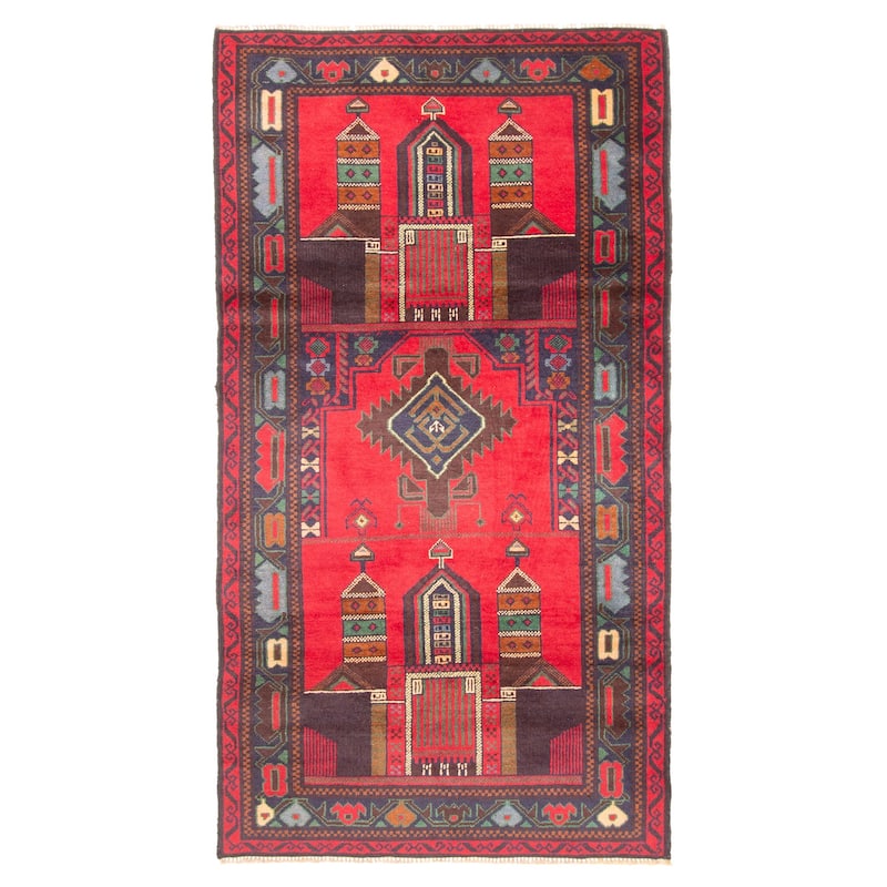 ECARPETGALLERY Hand-knotted Teimani Red Wool Rug - 3'5 x 6'5