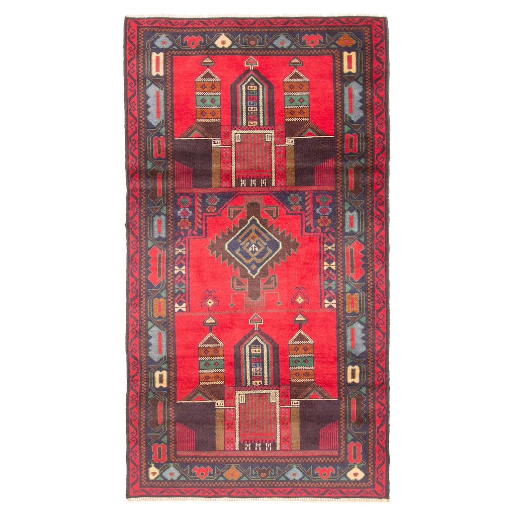 ECARPETGALLERY Hand-knotted Teimani Red Wool Rug - 3'5 x 6'5