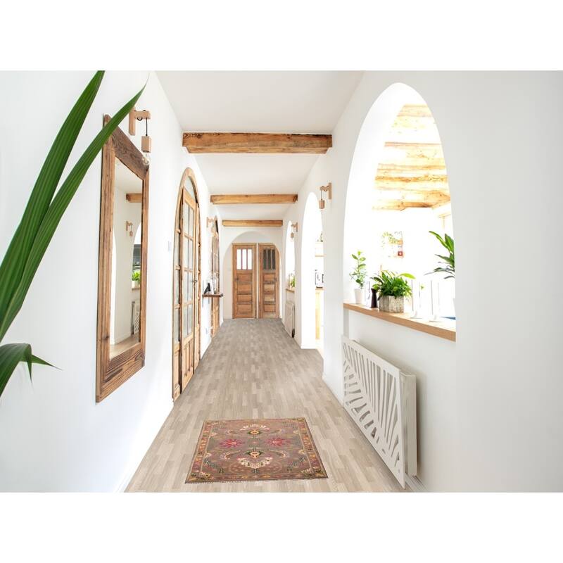 Brown Floral Kazak Oriental Foyer Rug Handmade Wool Carpet - 2'0" x 3'1"