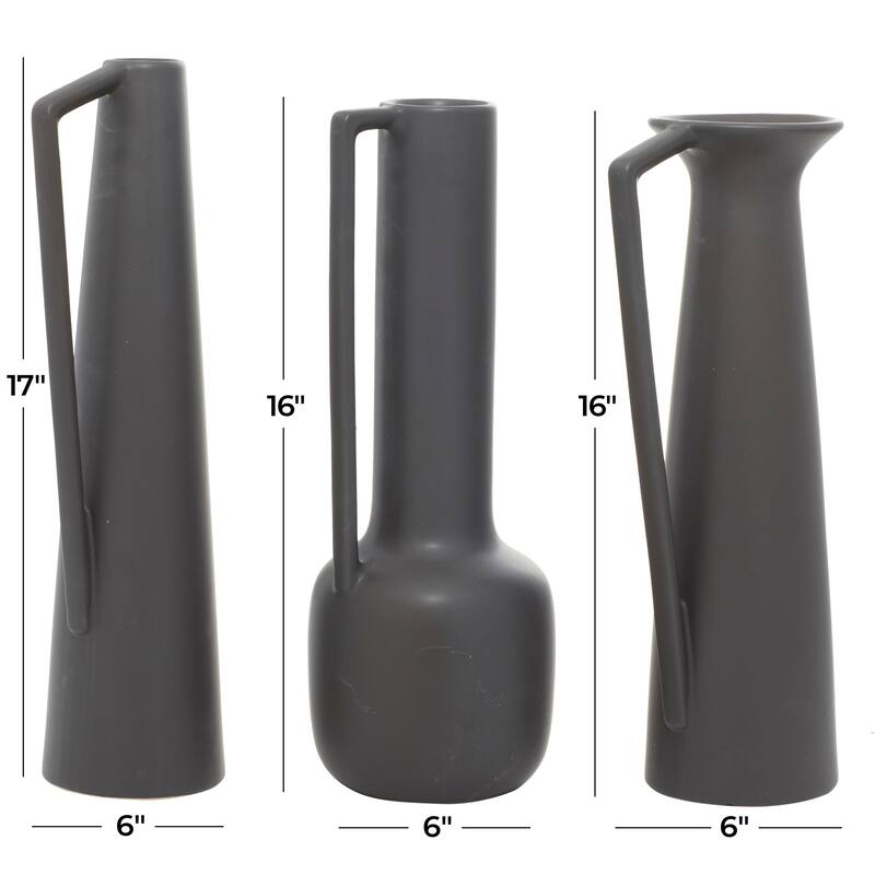 CosmoLiving by Cosmopolitan Ceramic Vase with Handles (Set of 3) - Black or White
