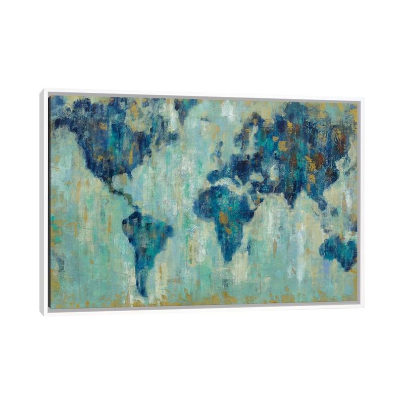 iCanvas "Map Of The World" by Silvia Vassileva Framed Canvas Print - White - 32x48