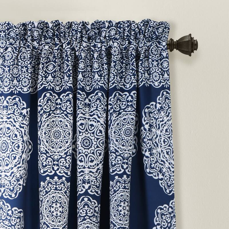 Lush Decor Stripe Medallion Room Darkening Curtain Panel Pair