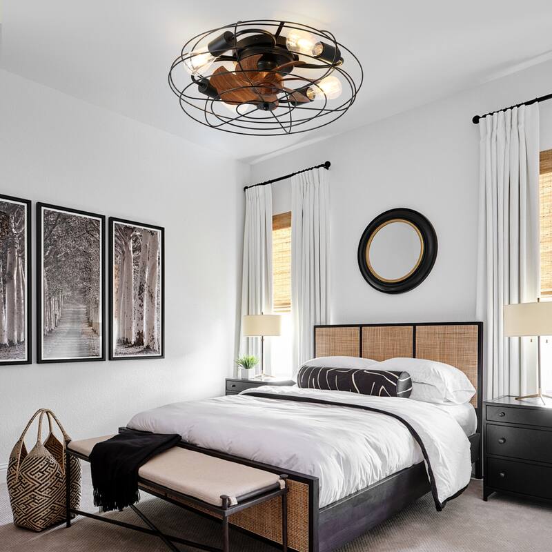 Bella Depot 20" Indoor Flush Mount Ceiling Fan with Light and Remote